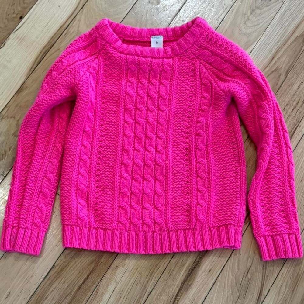 Carter's Hot Pink Cable Knit Crewneck Sweater